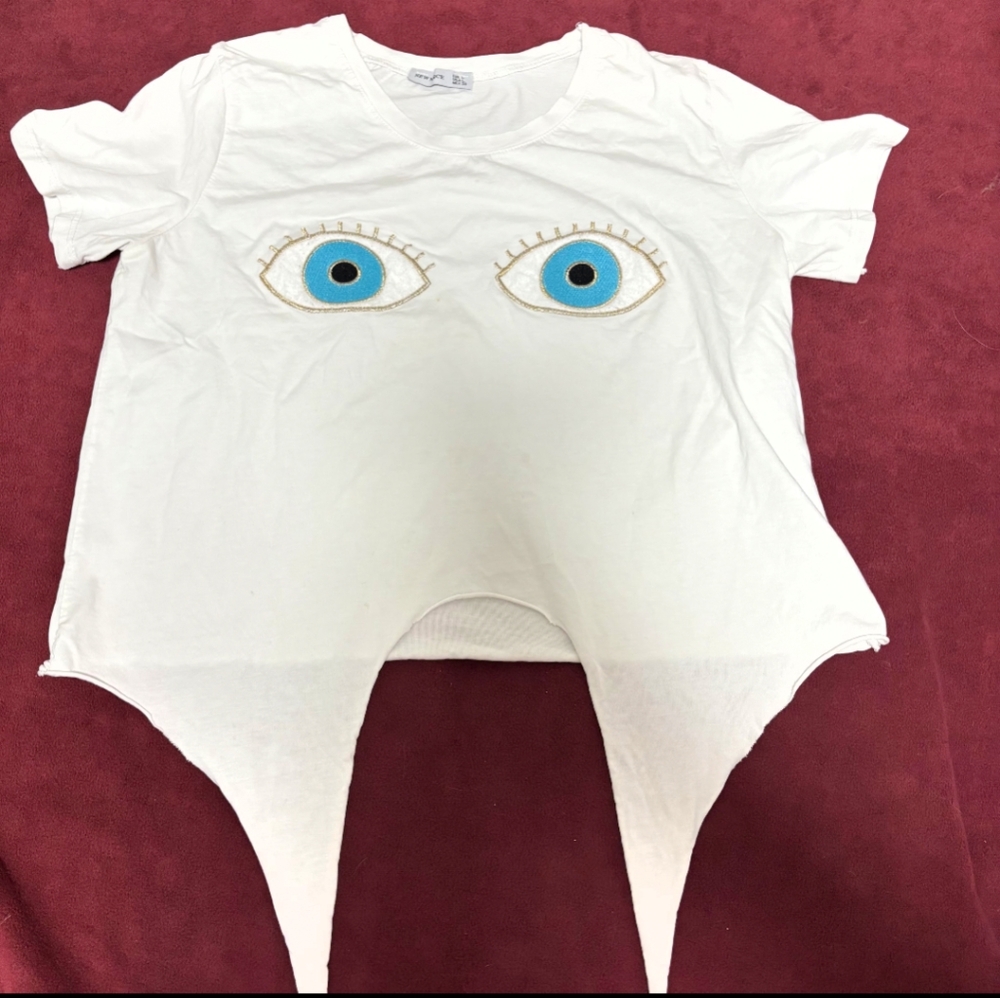 New Noce Tie Up Blue Eyes Women's T-Shirt - Size L